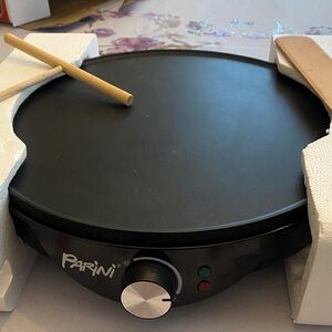 Parini Silver Electric Crepe Maker and Griddle